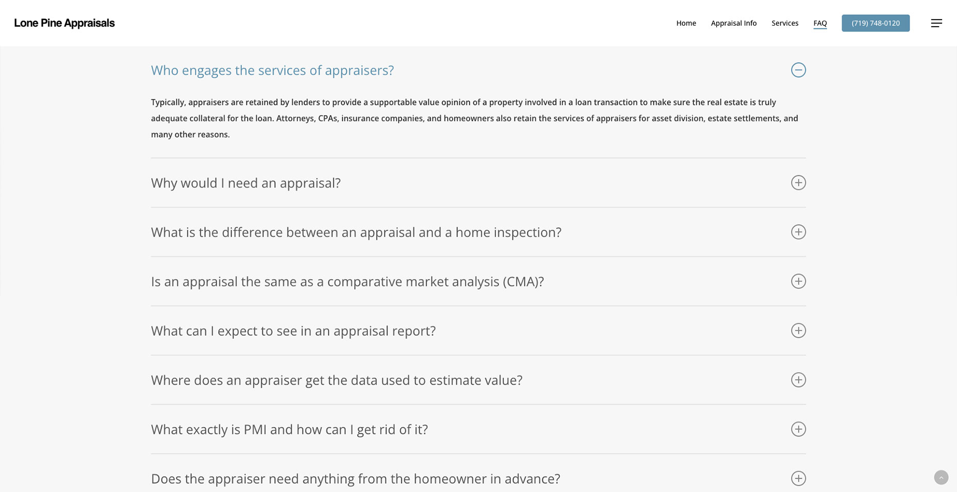 Lone Pine Appraisals — screen 2