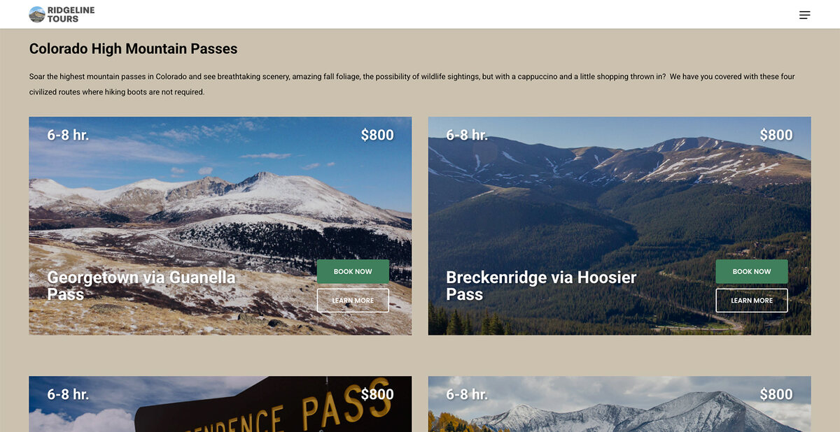 Ridgeline Tours — screen 2